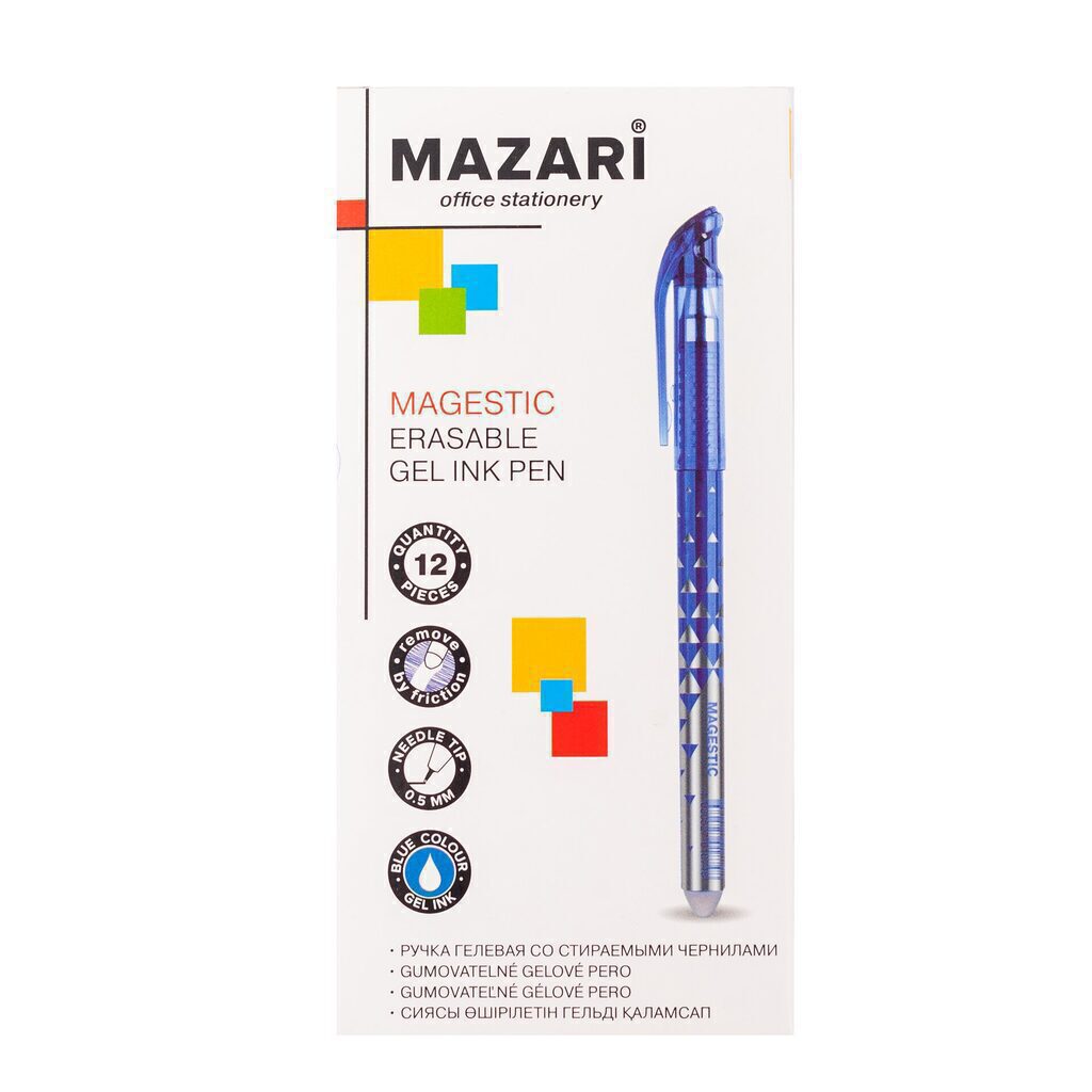 Ручка гелевая стираемая MAZARI "Magestic" синяя, 0,5мм