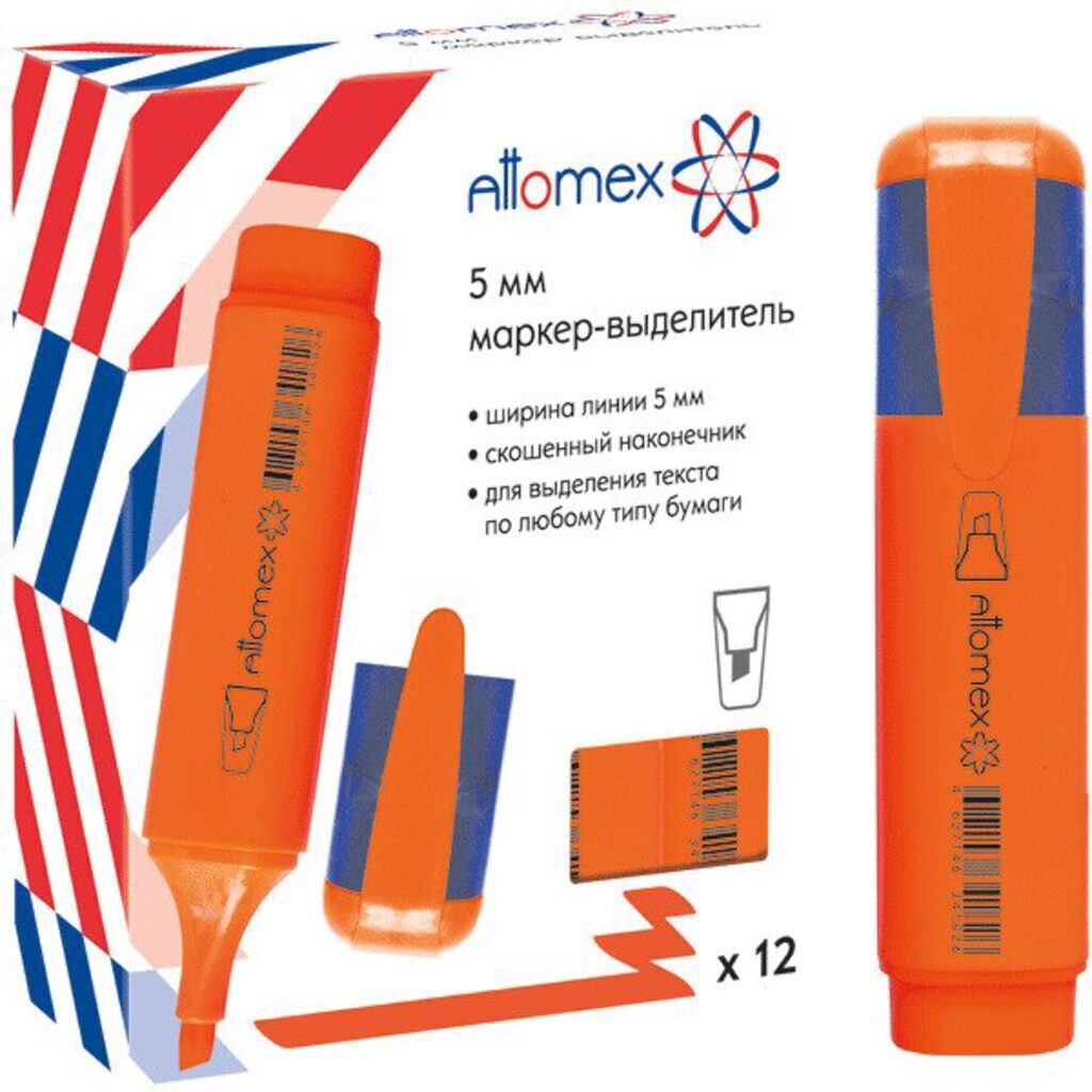 Текстовыделитель "Attomex" 1-5мм плоский, оранжевый