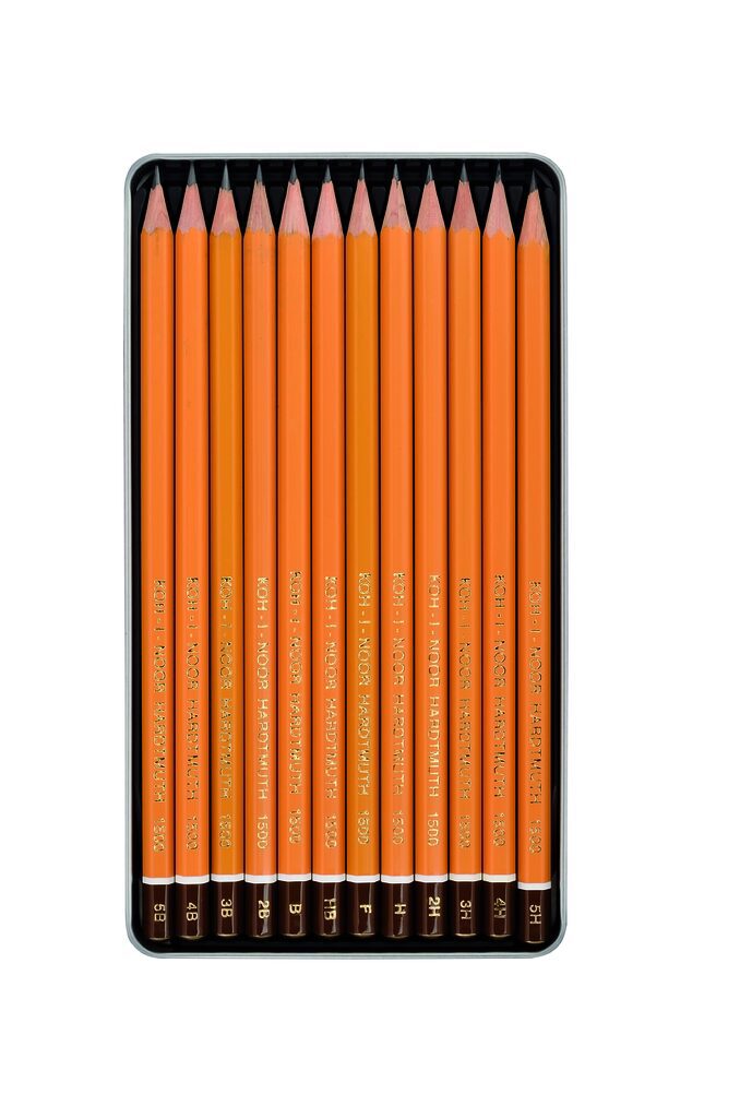 Набор карандашей  Koh-I-Noor 12 шт 1500 Graphic, 5B-5H, заточен., метал. пенал