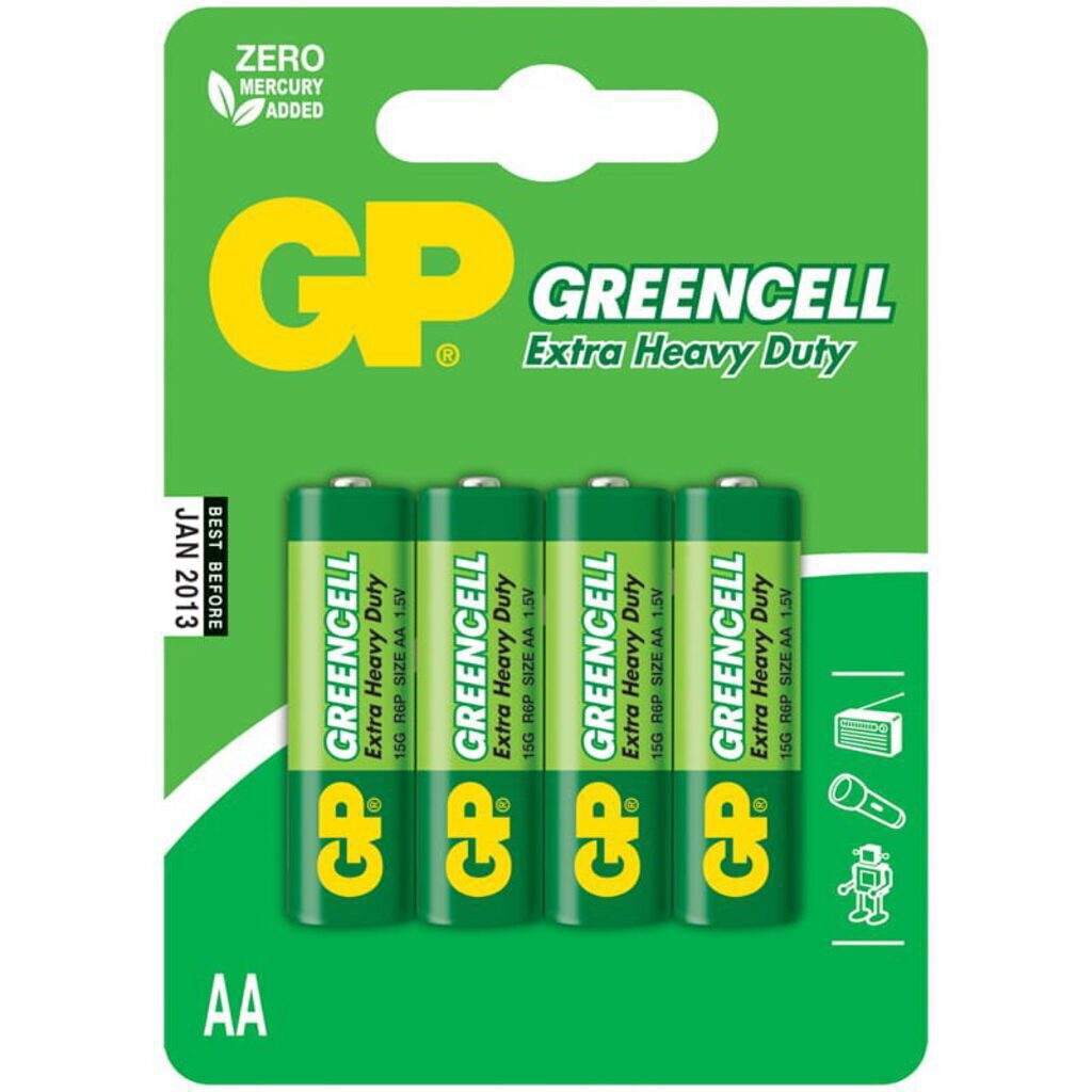 Батарейка R-06 (АА) GP GreenCell, солевая, блистер, цена за 1 шт