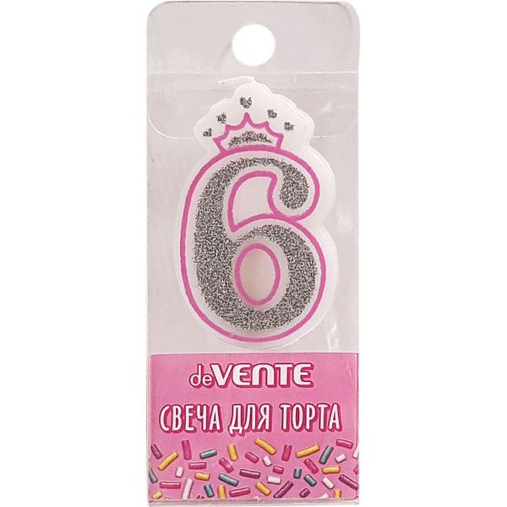 Свеча-цифра "6" Розовая принцесса
