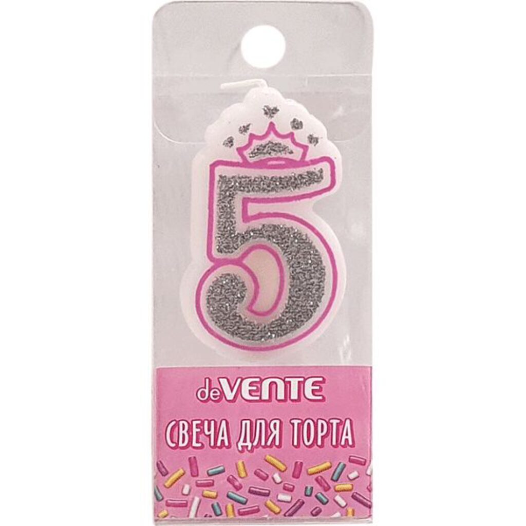 Свеча-цифра "5" Розовая принцесса