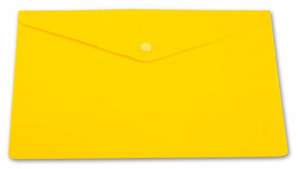 Конверт на кнопке А4 0,18мм непрозр., глянц. однотонный, жёлтый