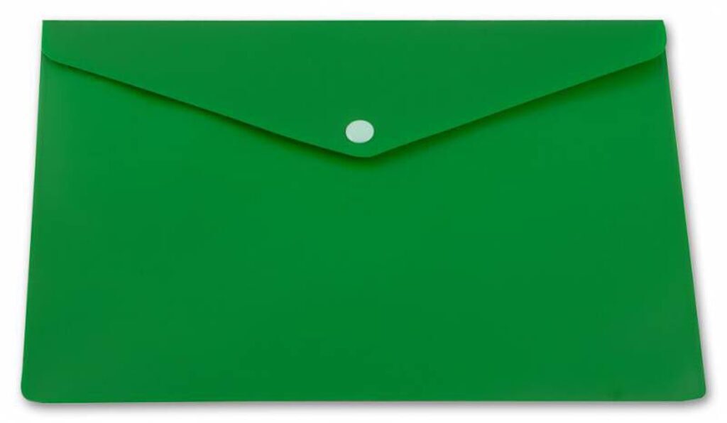 Конверт на кнопке А5 0,18мм непрозр., глянц. однотонный, зелёный