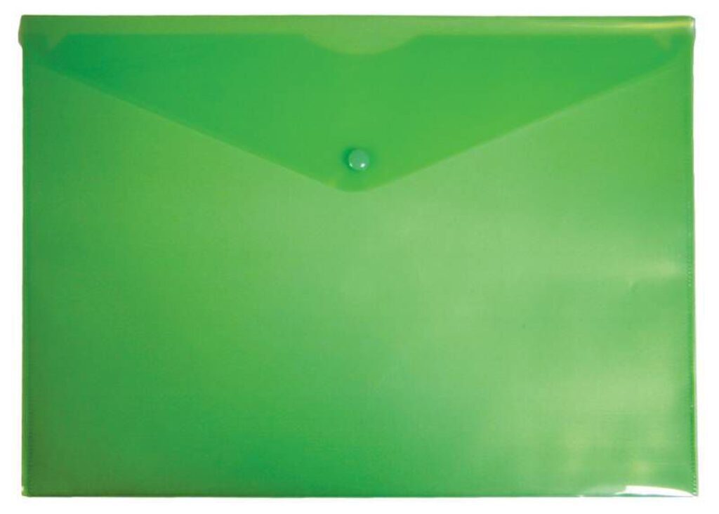 Конверт на кнопке А5 0,18мм однотонный зелёный