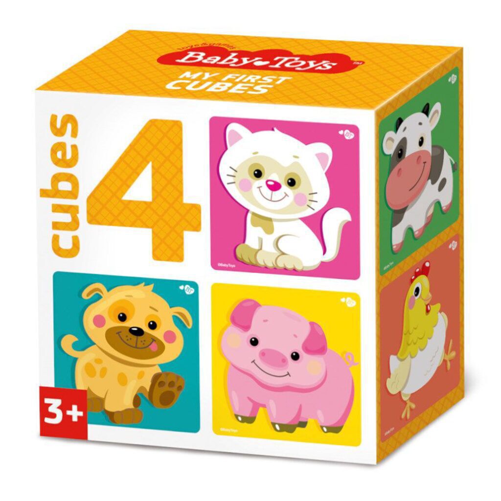 Кубики пластиковые  4шт "Домашние животные" ТМ Baby Toys 3+