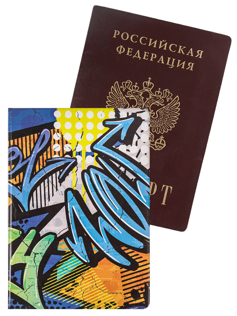 Обложка для паспорта "Граффити" ПВХ slim