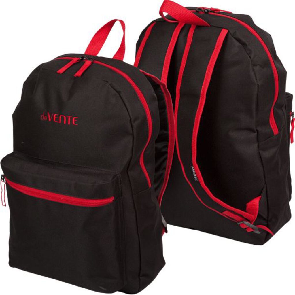 Рюкзак подростковый 40*29*17см deVENTE "Black" , 1 отд, 1 пер.карм, черный с красным