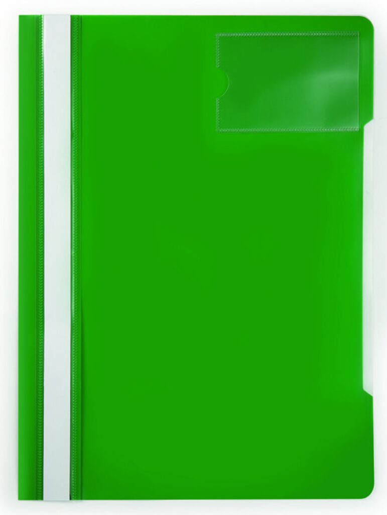 Скоросшив. пласт. прозр. верх. + карман для визиток, зеленый, 0.12/0.16