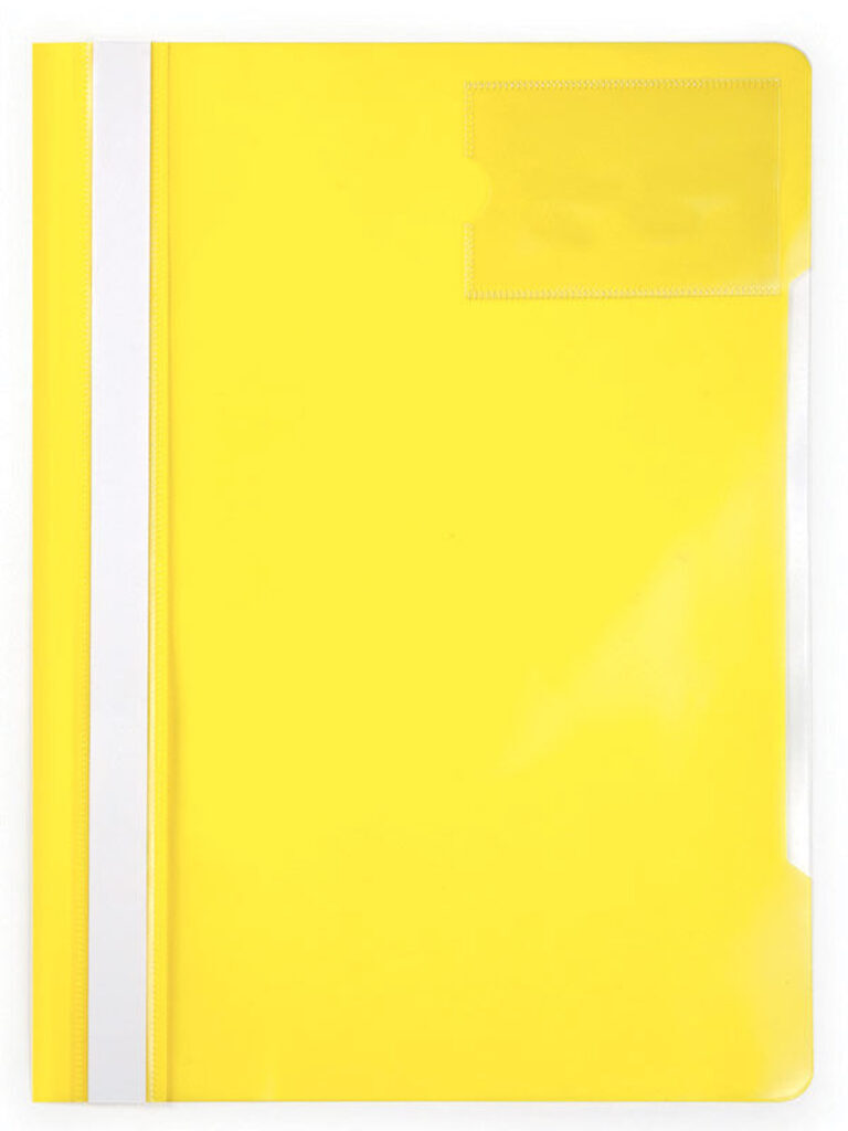 Скоросшив. пласт. прозр. верх. + карман для визиток, желтый, 0.12/0.16