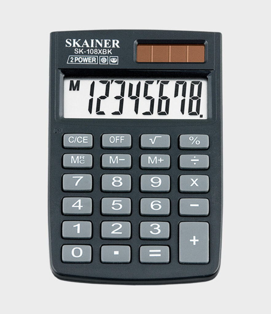 Калькулятор   8 разр. Skainer  карманный двойное питание черный (аналог SLD-200)
