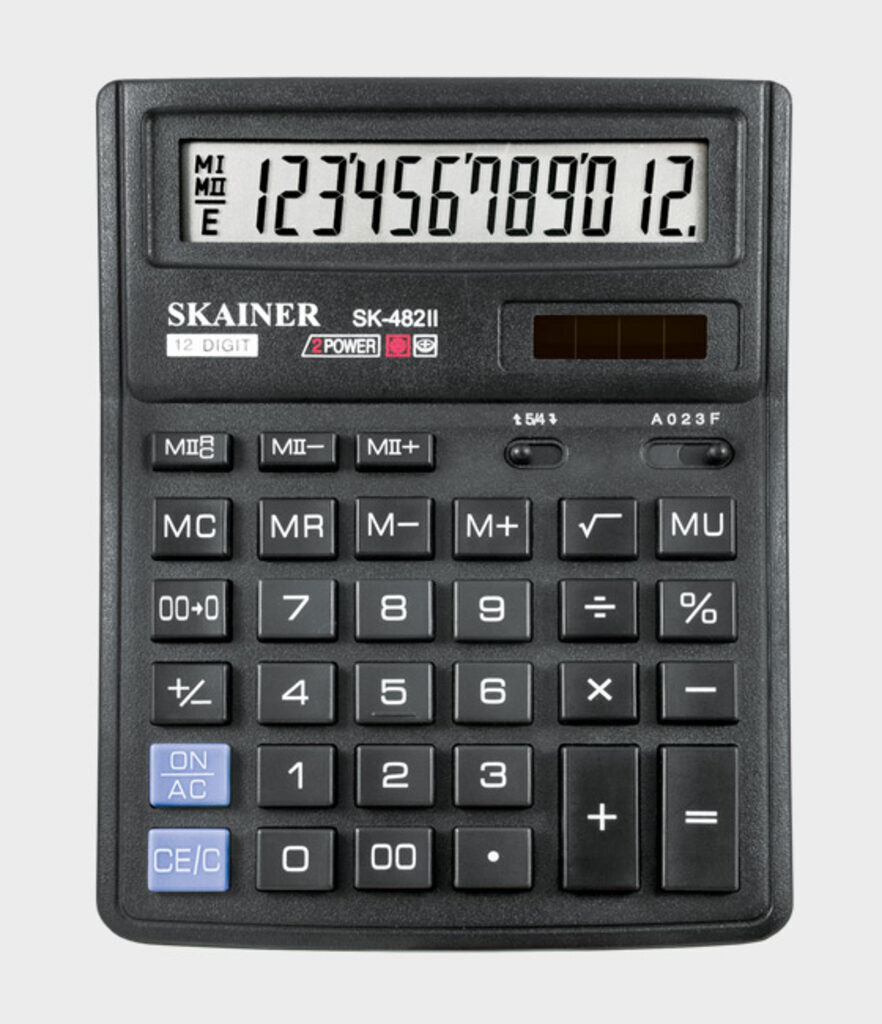 Калькулятор  12 разр. Skainer  настольный двойное питание черный (аналог SDC-382)