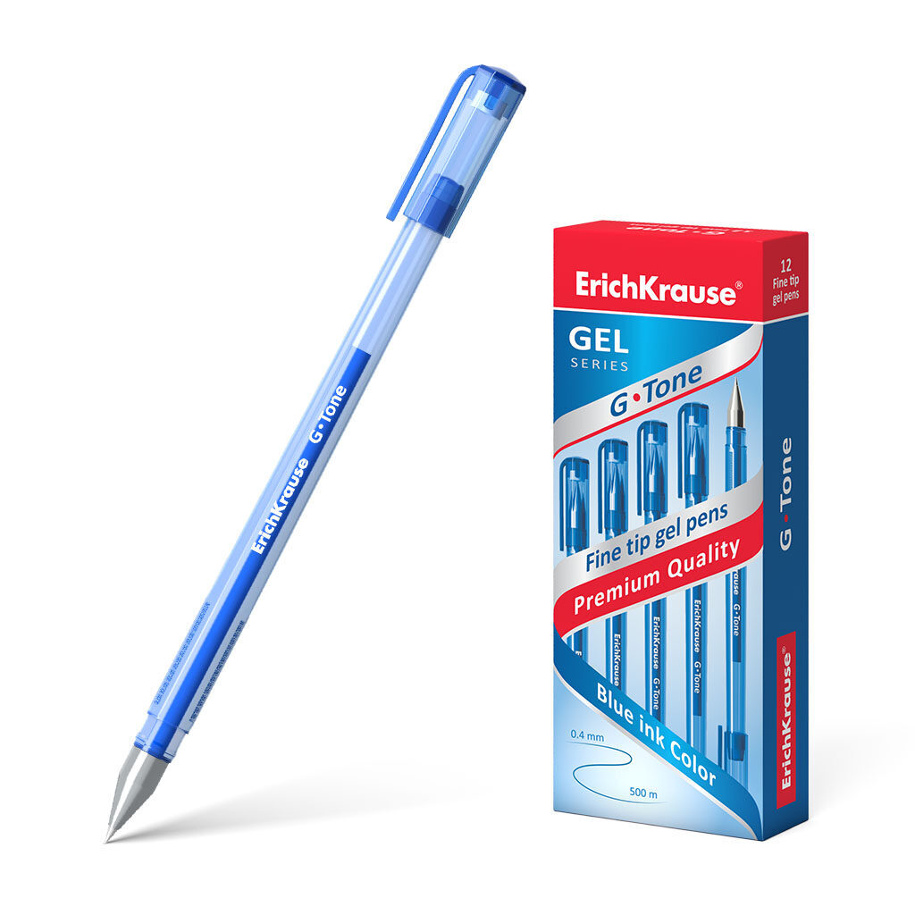 Ручка гелевая EK G-TONE синяя, 0,5мм, синий тонир.корпус