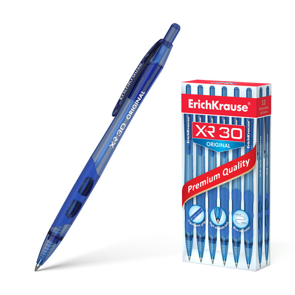 Ручка шар. ЕК XR-30 автомат, синяя, 0,7мм, тонир.пласт.корп, рез.держ.