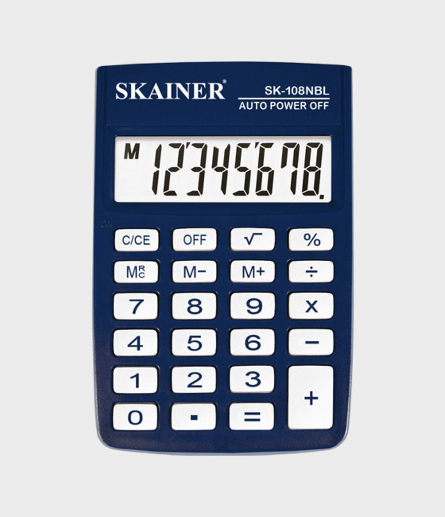Калькулятор   8 разр. Skainer  карманный  питание от батарейки синий