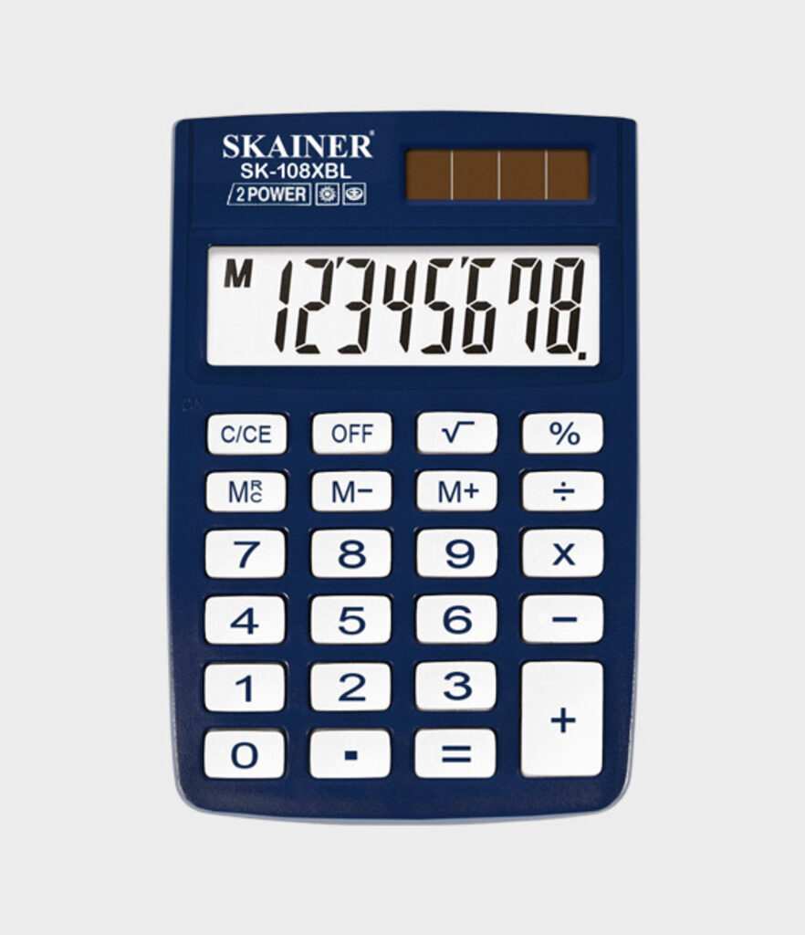 Калькулятор   8 разр. Skainer  карманный  двойное питание  синий