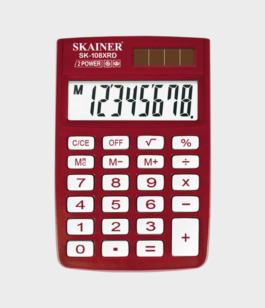 Калькулятор   8 разр. Skainer  карманный  двойное питание  красный