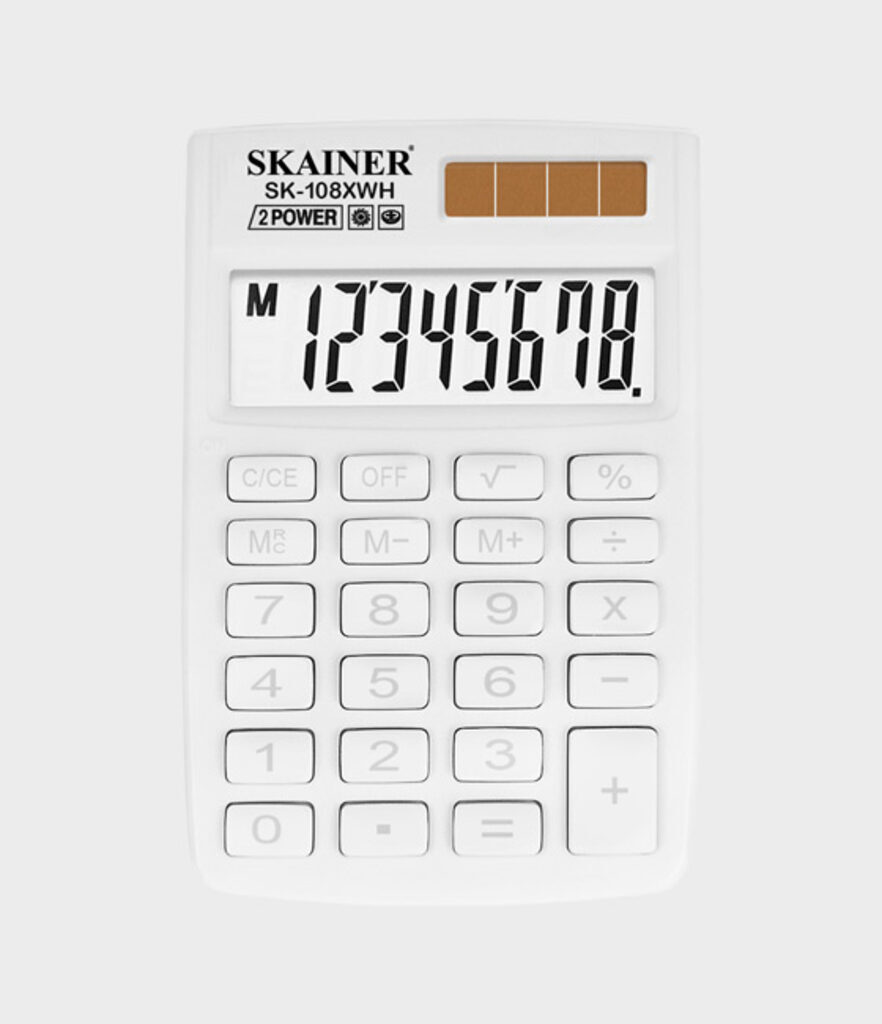 Калькулятор   8 разр. Skainer  карманный  двойное питание  белый