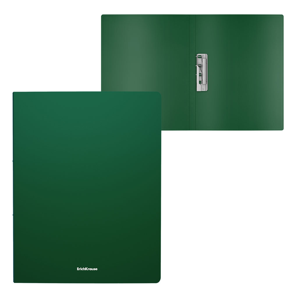 Папка с боковым зажимом пластиковая ErichKrause Matt Classic, A4, зеленый (в пакете по 4 шт.)