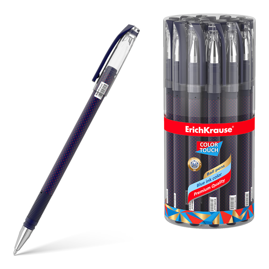 Ручка шариковая ErichKrause ColorTouch Stick Dots in Blue 0.7, цвет чернил синий (в тубусе по 24 шт.)