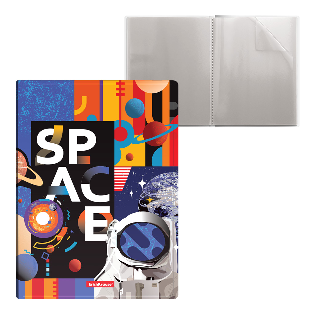 Папка файловая пластиковая ErichKrause® Cosmonaut, c 20 карманами, A4 (в пакете по 4 шт.)