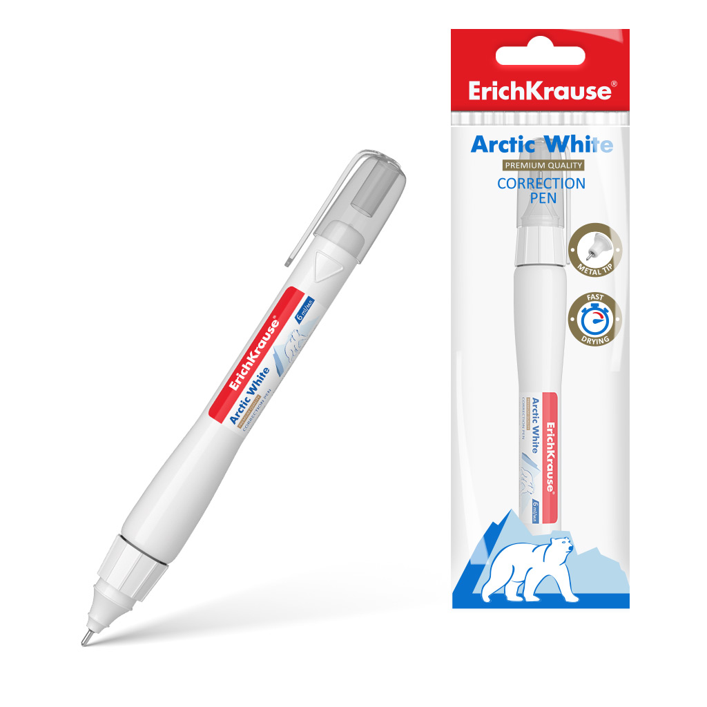 Ручка-корректор ErichKrause Arctic white, 6мл (в пакете по 1 шт.)