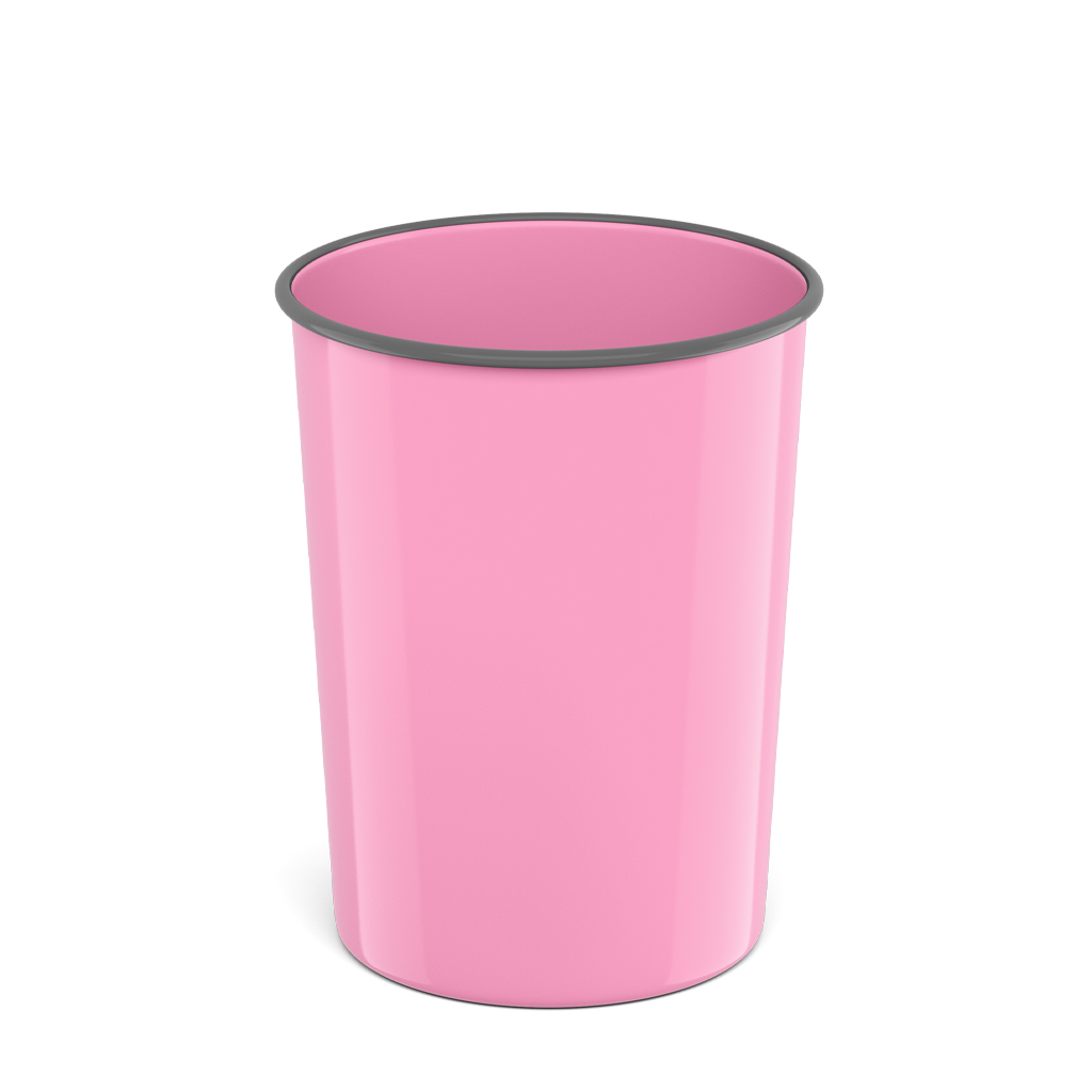 Корзина для бумаг литая пластиковая ErichKrause Pastel, 13.5л, розовый