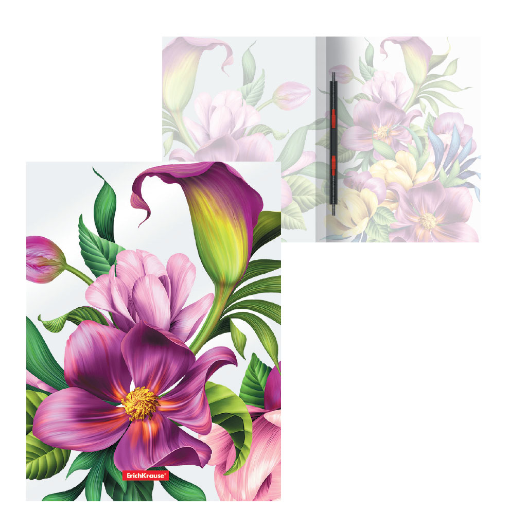 Папка-скоросшиватель пластиковая с пружинным механизмом ErichKrause Tropical Flowers, A4 (в пакете