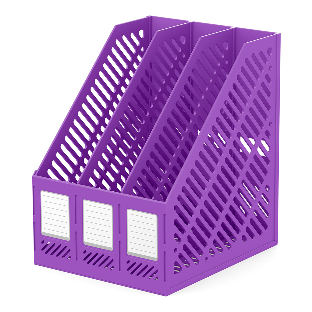 Подставка для бумаг трехсекционная сборная пластиковая ErichKrause Classic, Vivid, фиолетовый