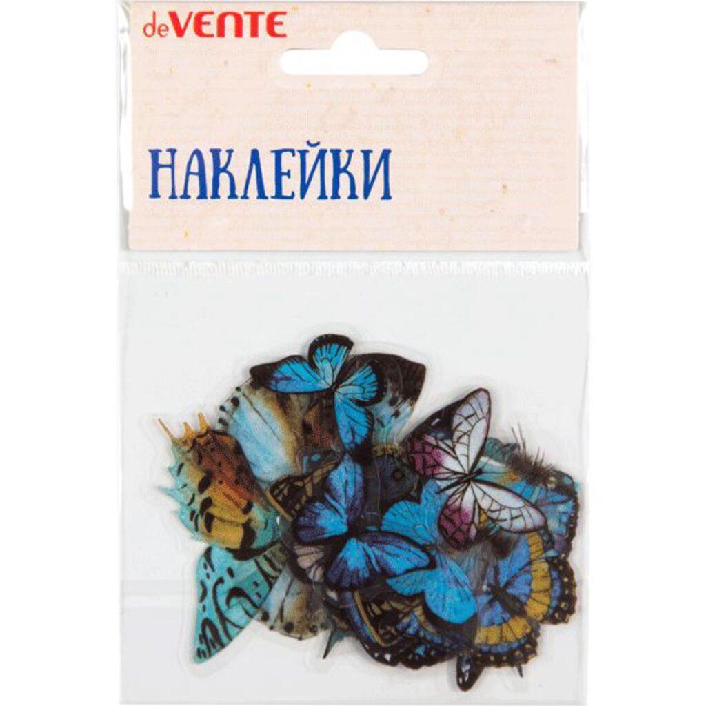 Декор наклейки для творчества "deVENTE. Blue butterflies" от 6x6 см до 2x4 см, ПВХ, ассорти