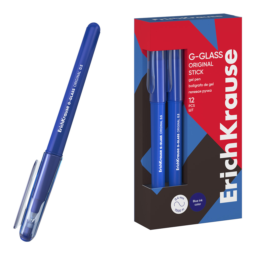 Ручка гелевая EK G-Glass Stick Original синяя, 0,5мм