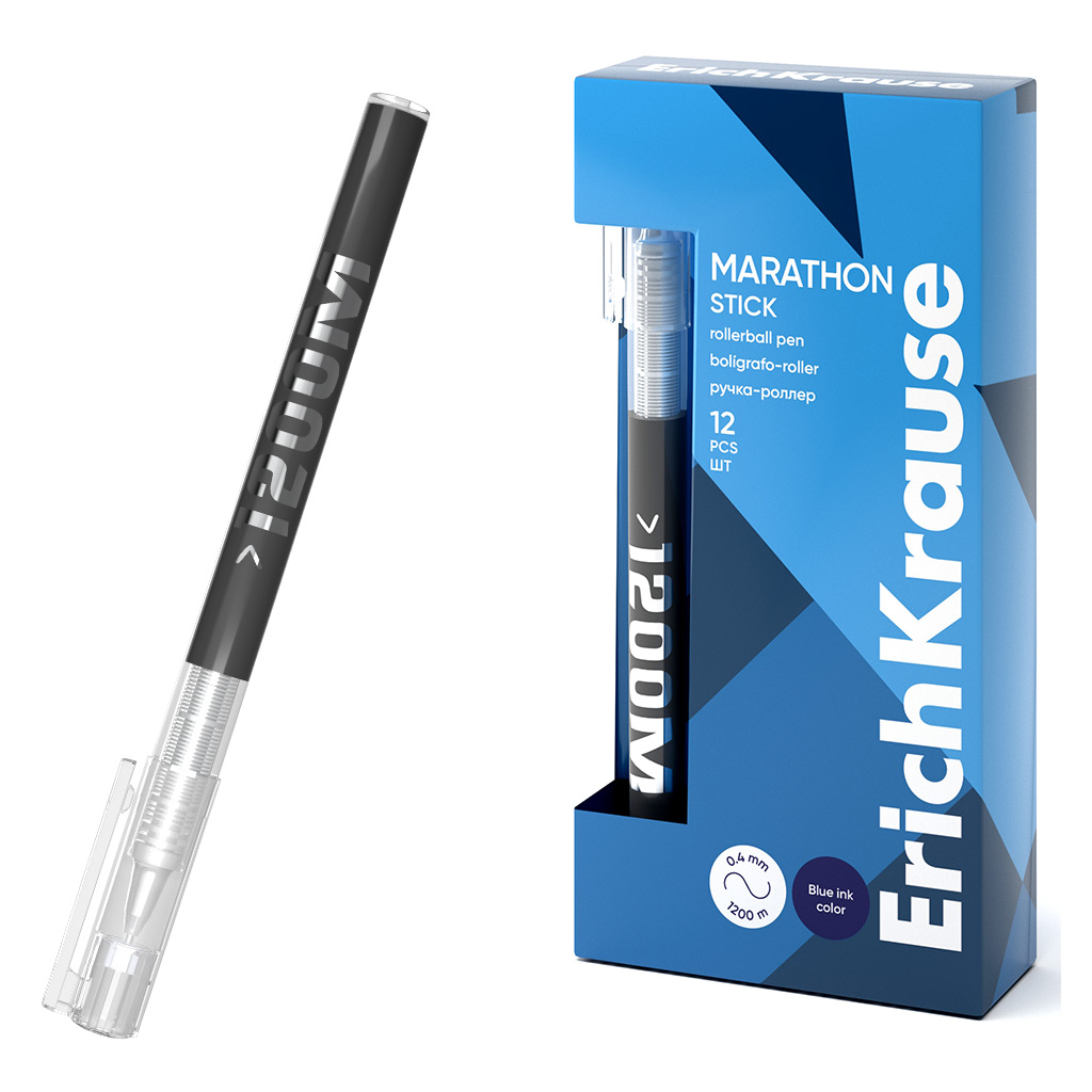 Ручка роллер ErichKrause Marathon Stick синяя, 0,5мм