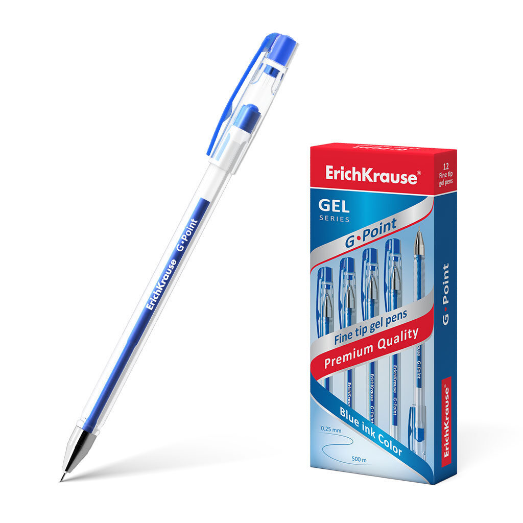 Ручка гелевая EK G-POINT синяя, 0,38мм, игольч.наконеч.