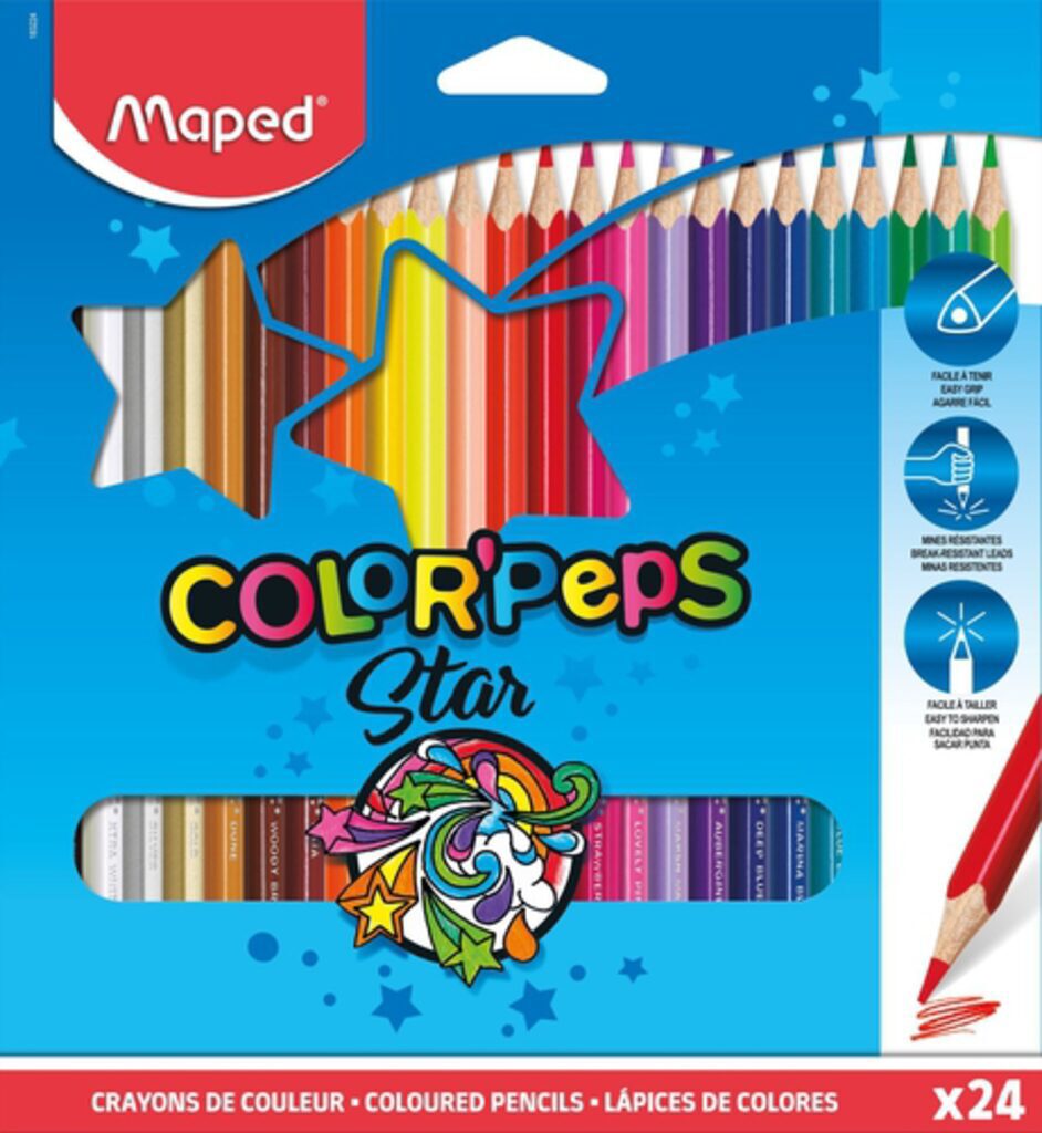 Карандаши цвет. 24цв  Maped Color Peps  трехгранные, ударопрочные, карт.упак.