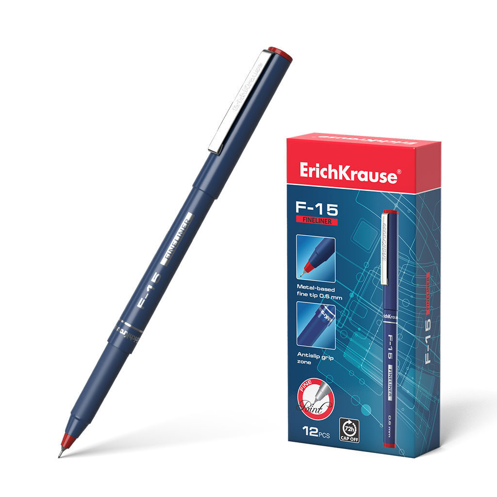 Ручка капиллярная ErichKrause F-15 0,6мм, красная