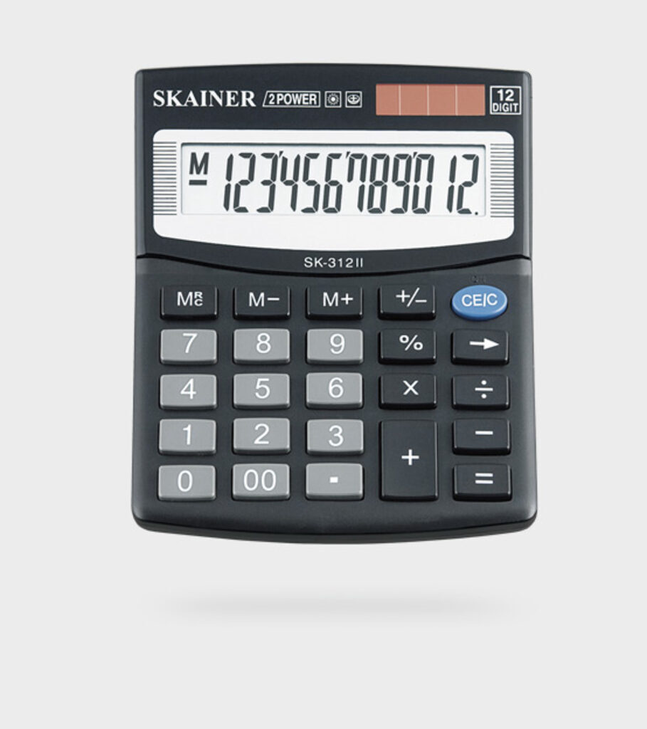 Калькулятор  12 разр. Skainer  настольный двойное питание черный (аналог SDC-812)