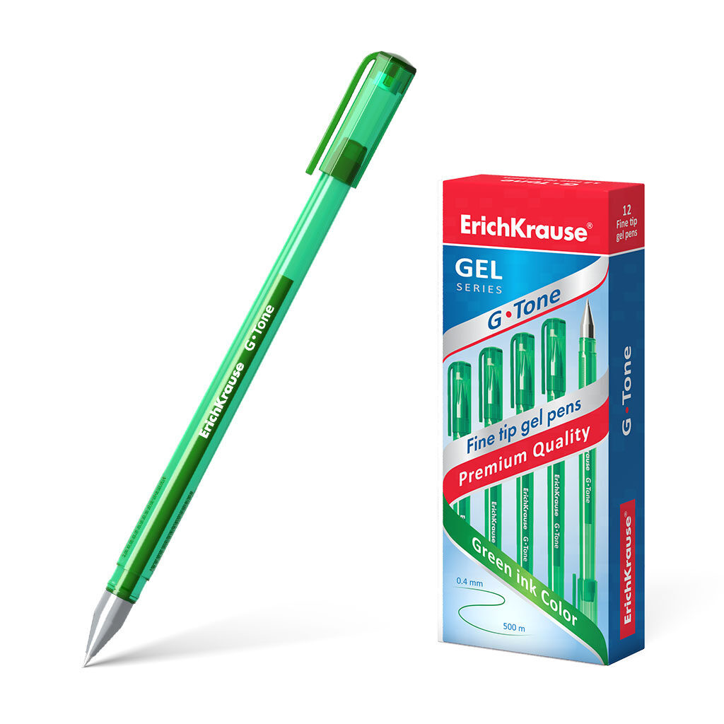 Ручка гелевая EK G-TONE зелёная, 0,5мм, зелёный тонир.корпус
