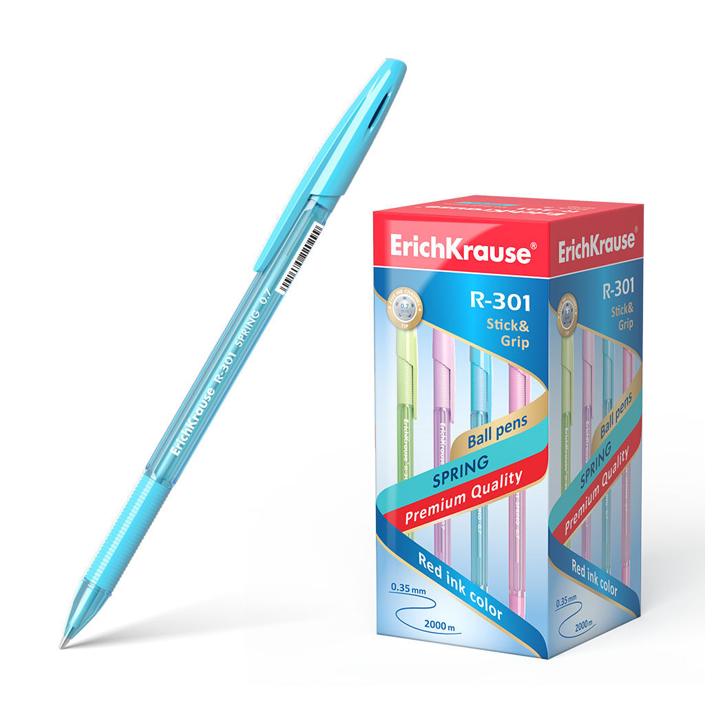 Ручка шар. ЕК R-301 0,7мм SPRING Stick Grip синяя, тонир.пласт.корп.