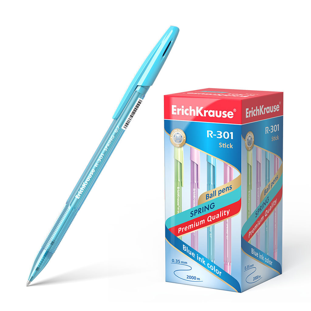 Ручка шар. ЕК R-301 0,7мм SPRING Stick синяя, тонир.пласт.корп.