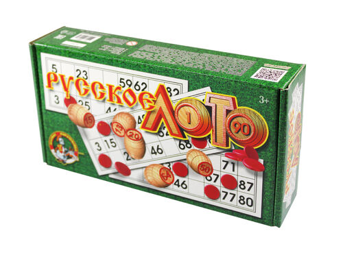 Игра настольная "Русское лото" в картонной коробке с деревянными бочонками 7+