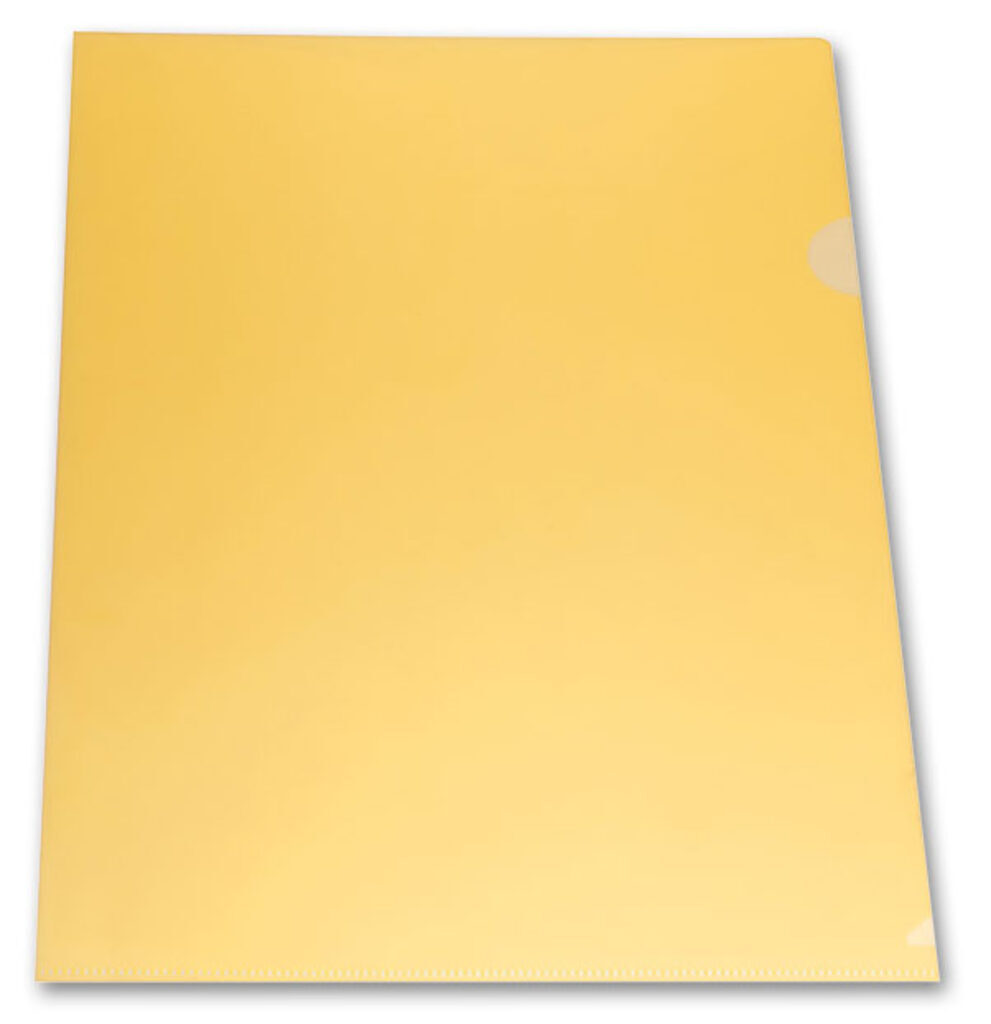 Папка уголок А4 прозр. плотн. 0,18мм жёлтая