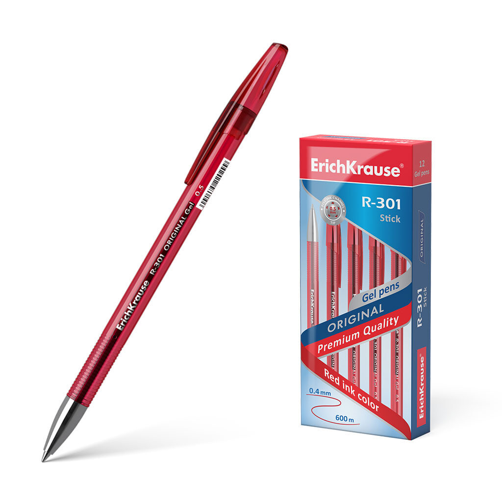 Ручка гелевая EK R-301 ORIGINAL GEL красная, 0,5мм