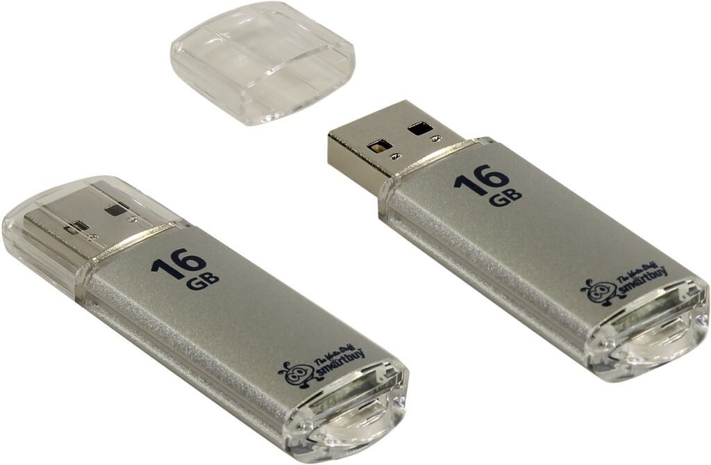 Флеш-драйв  16 GB USB 2.0 Smartbuy V-Cut Silver