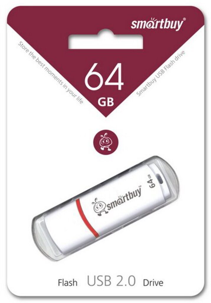 Флеш-драйв  64 GB USB 2.0 Smartbuy Crown White