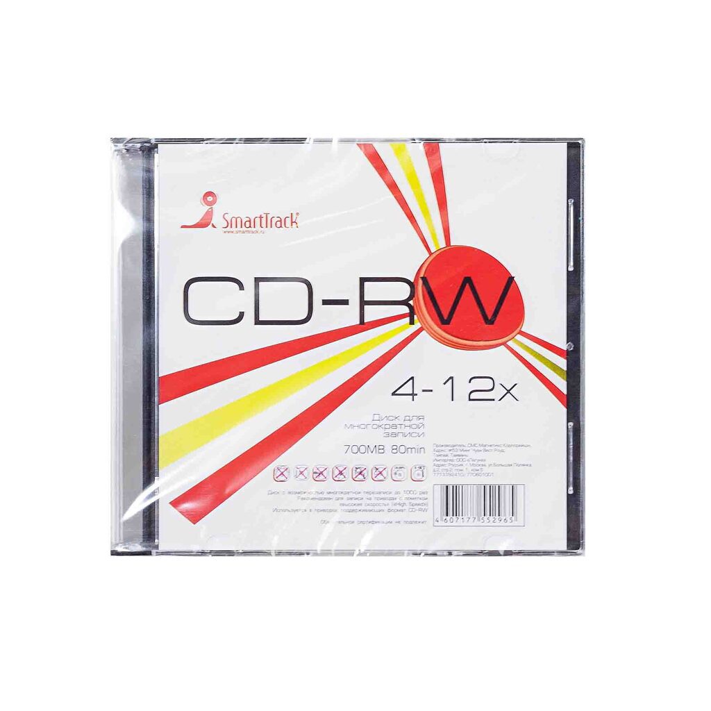 Диск CD-RW Smart Track емкость 700Mb скорость 4-12x Slim