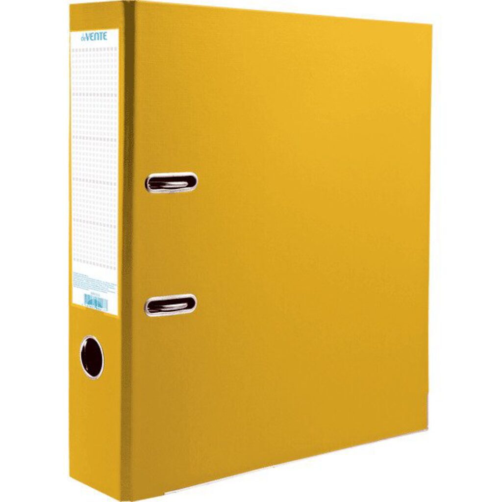 Регистратор А4  75мм, РР с 2-х сторон, желтый, метал. окантовка, разобранный, карман